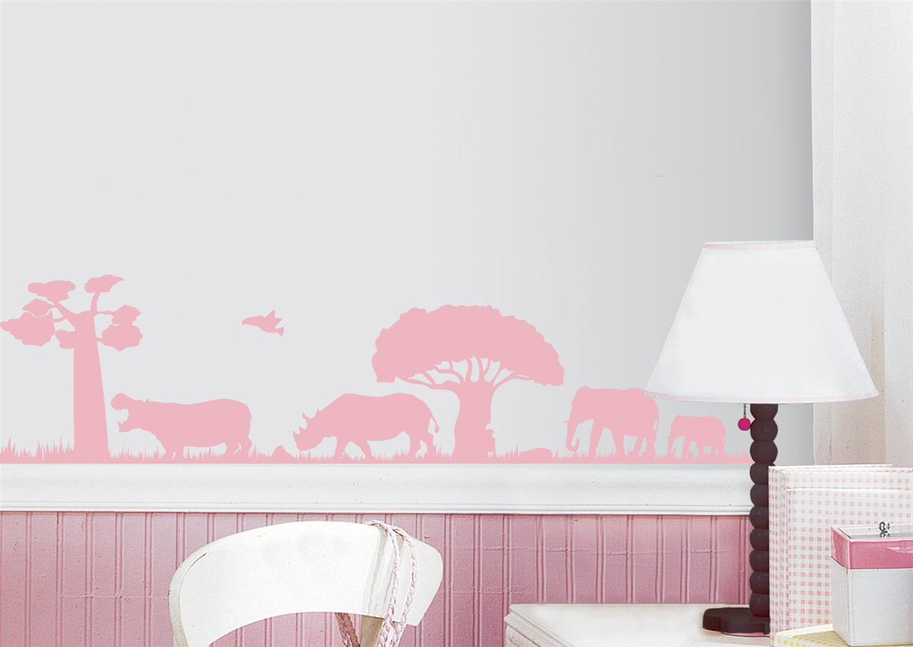 SAVANNA Safari Animals Wall Sticker Decal Stencil Silhouette ST316