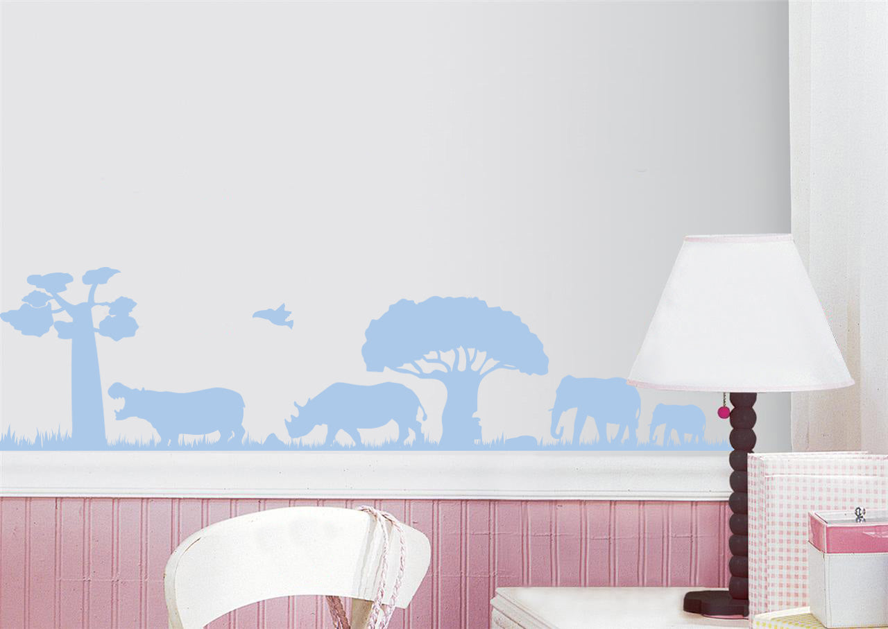 SAVANNA Safari Animals Wall Sticker Decal Stencil Silhouette ST316