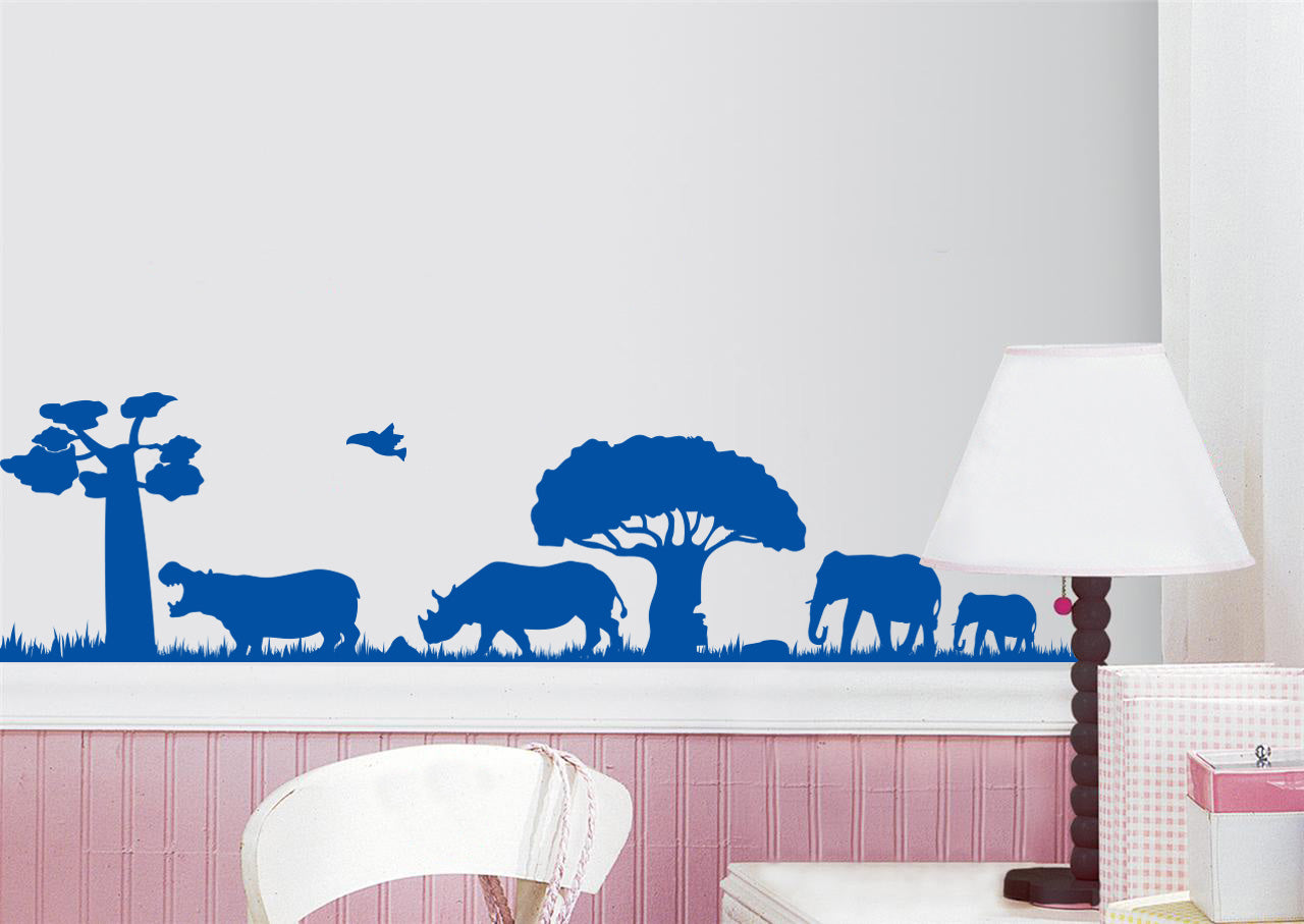 SAVANNA Safari Animals Wall Sticker Decal Stencil Silhouette ST316