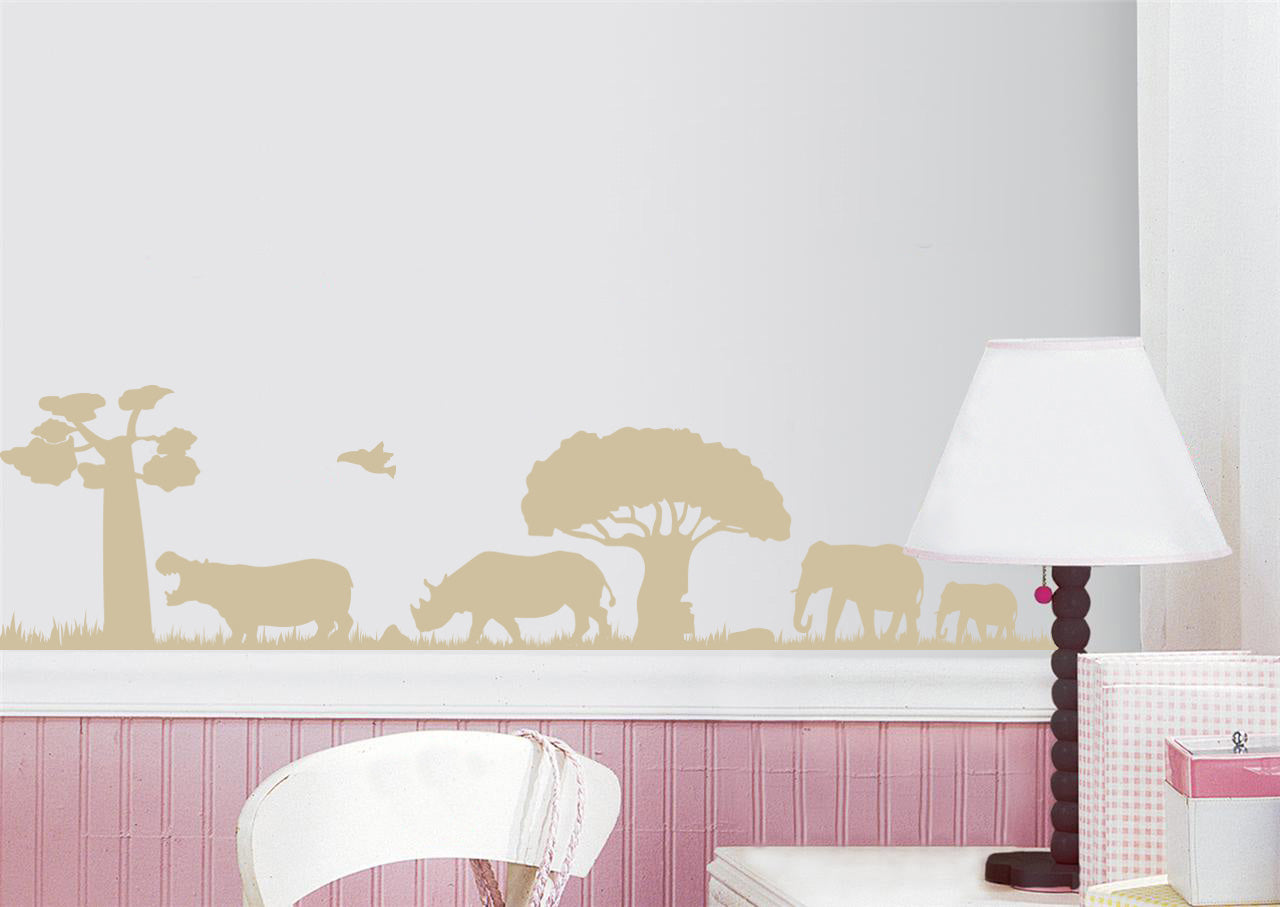 SAVANNA Safari Animals Wall Sticker Decal Stencil Silhouette ST316