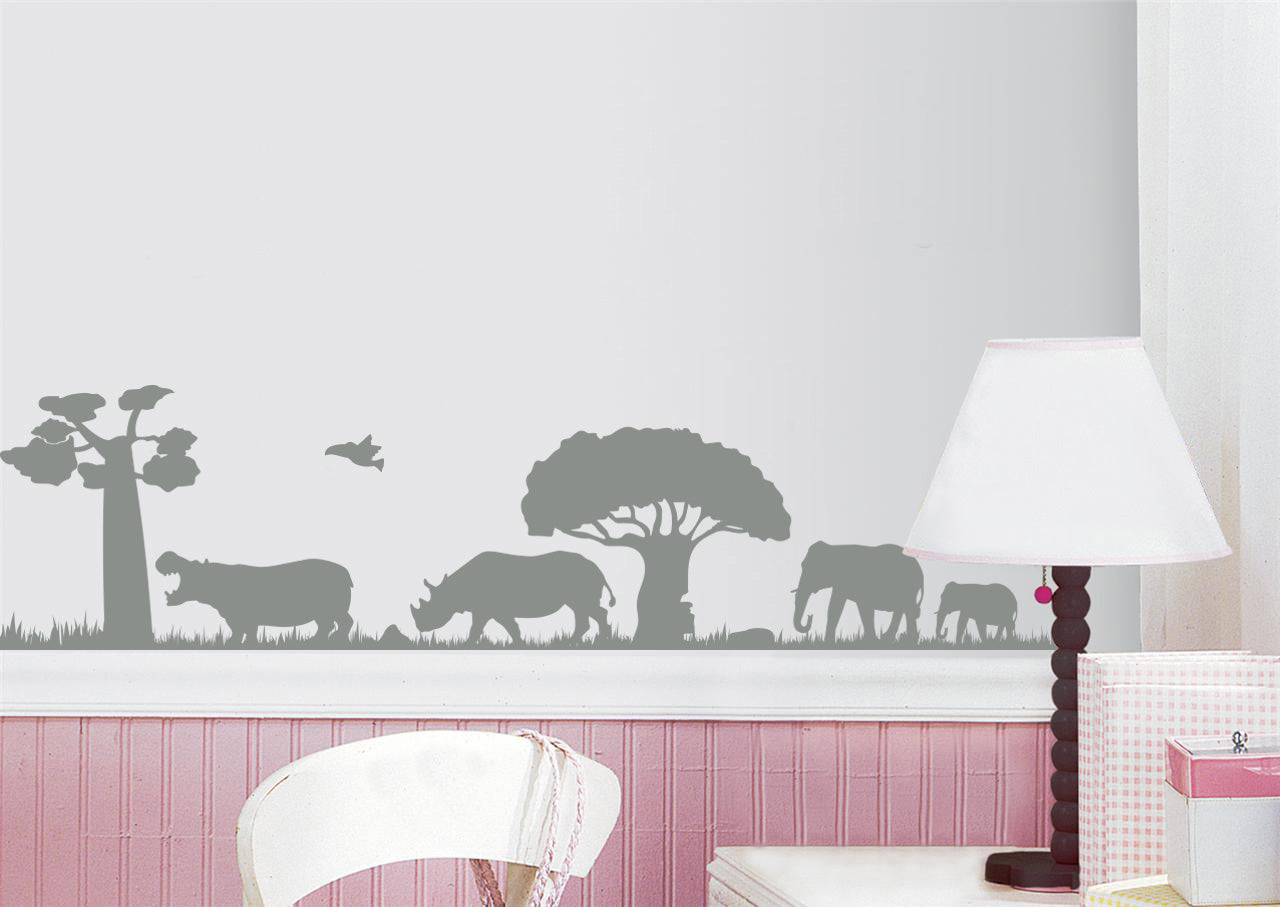 SAVANNA Safari Animals Wall Sticker Decal Stencil Silhouette ST316