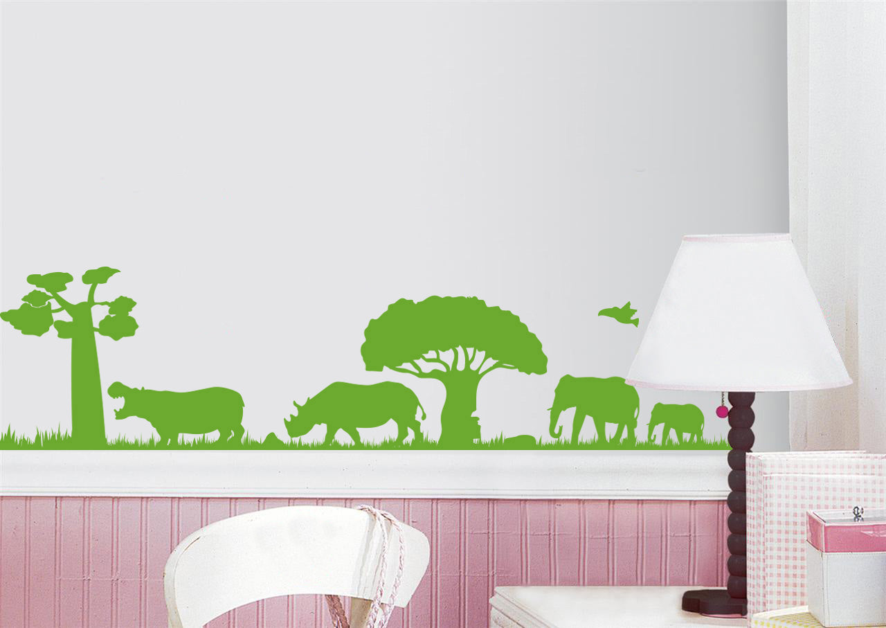SAVANNA Safari Animals Wall Sticker Decal Stencil Silhouette ST316