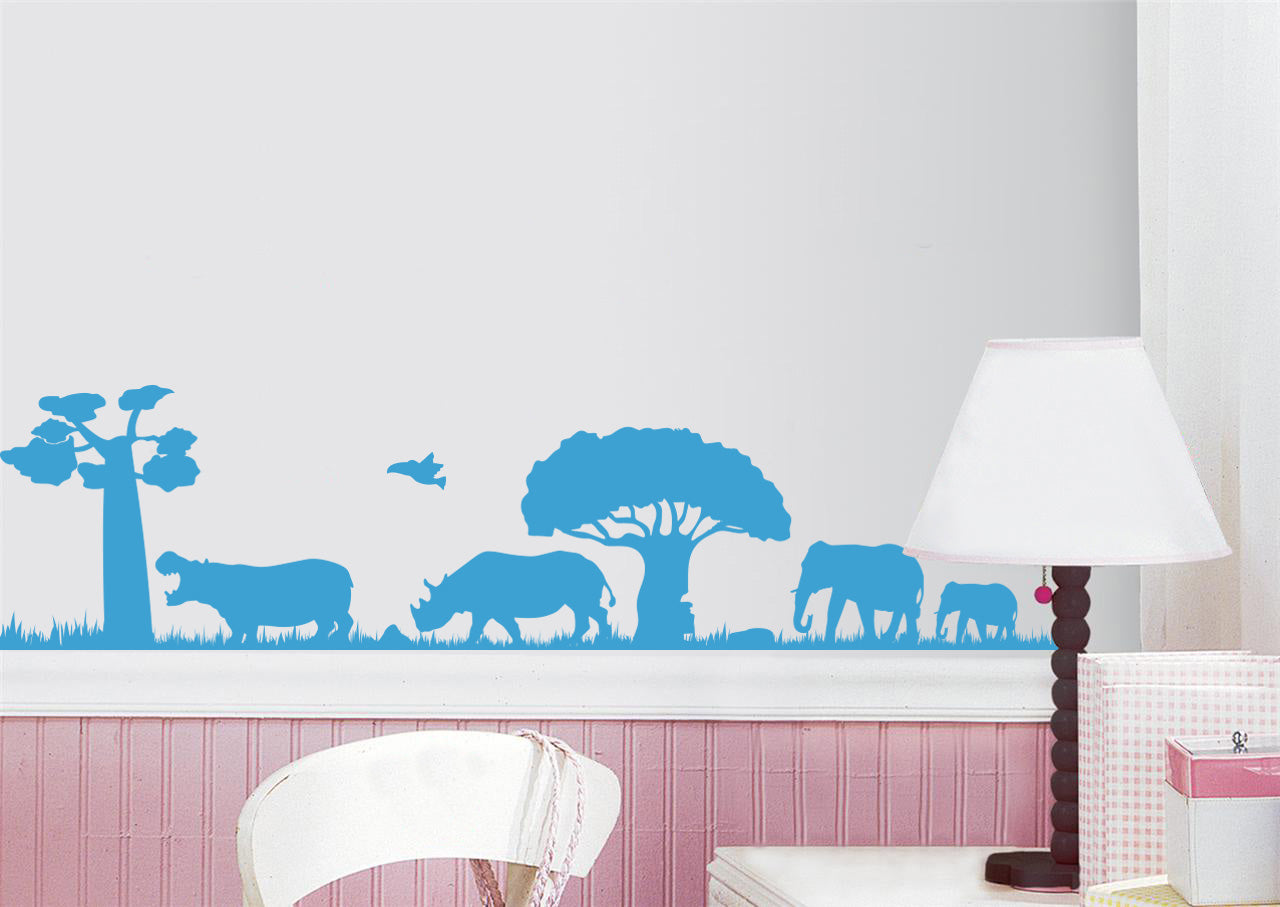 SAVANNA Safari Animals Wall Sticker Decal Stencil Silhouette ST316