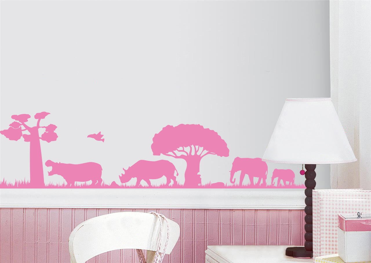 SAVANNA Safari Animals Wall Sticker Decal Stencil Silhouette ST316