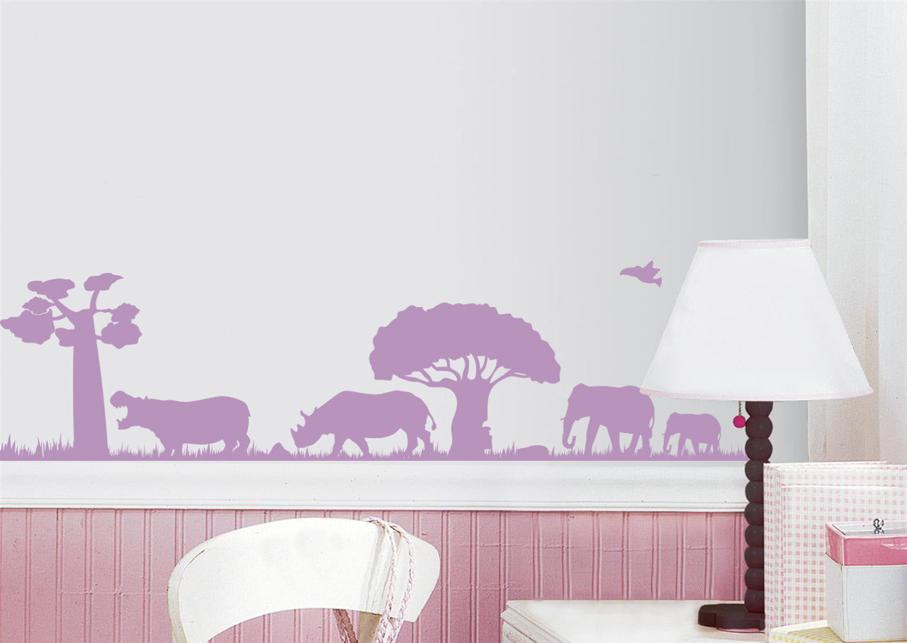 SAVANNA Safari Animals Wall Sticker Decal Stencil Silhouette ST316