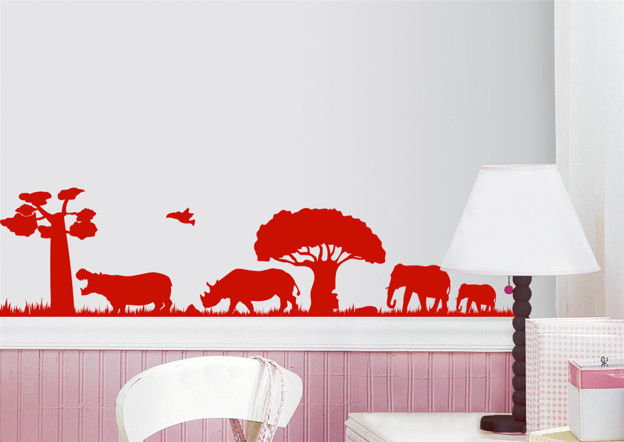 SAVANNA Safari Animals Wall Sticker Decal Stencil Silhouette ST316