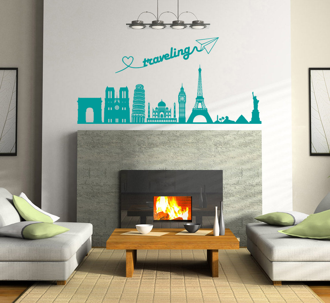 Skyline Cities Wall Sticker Decal Stencil Silhouette ST319