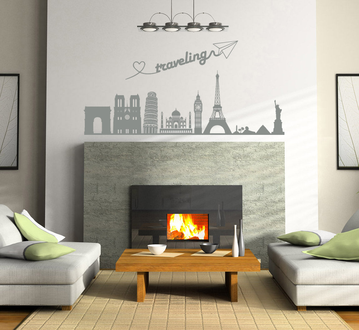 Skyline Cities Wall Sticker Decal Stencil Silhouette ST319