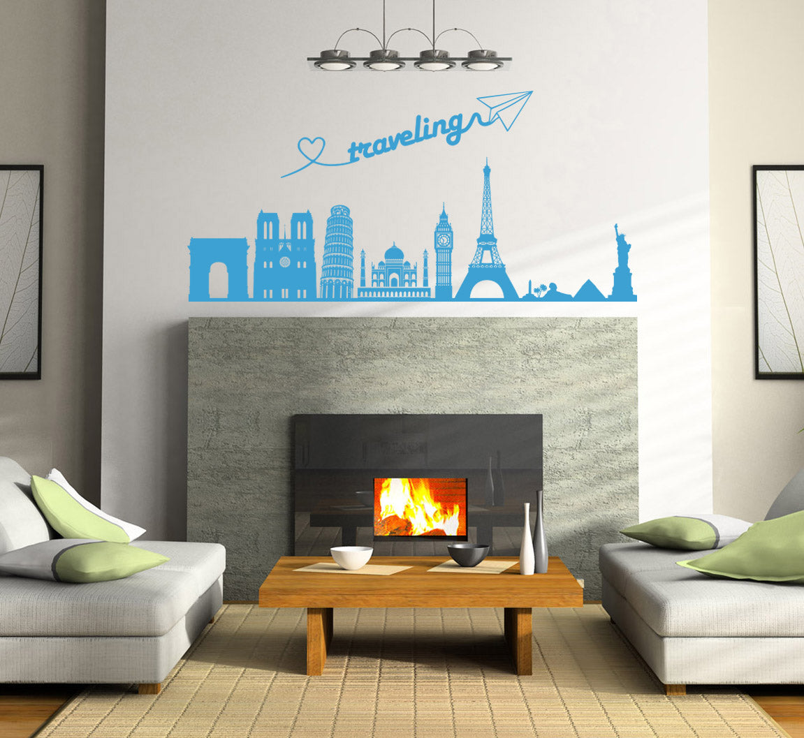 Skyline Cities Wall Sticker Decal Stencil Silhouette ST319