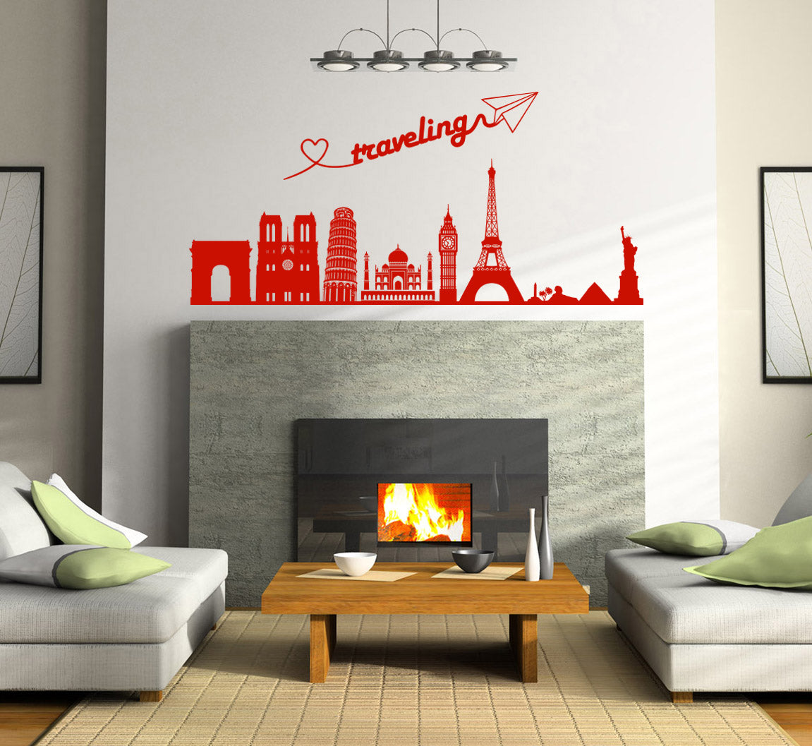 Skyline Cities Wall Sticker Decal Stencil Silhouette ST319
