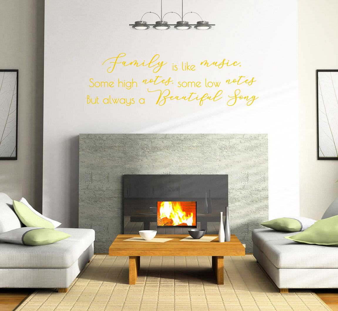 FAMILY IS LIKE MUSIC Wall Sticker Decal Stencil Silhouette ST323