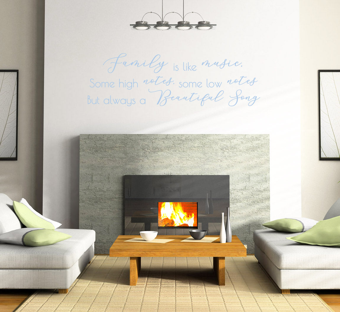 FAMILY IS LIKE MUSIC Wall Sticker Decal Stencil Silhouette ST323