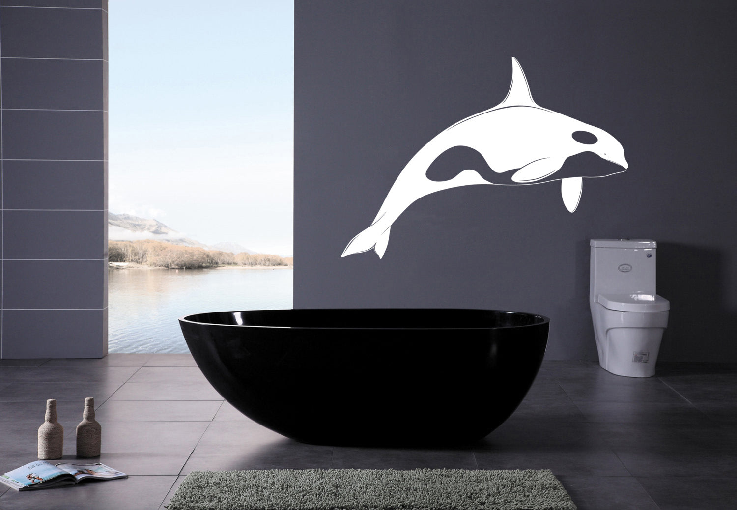 ORCA KILLER WHALE Sticker mural autocollant pochoir Silhouette ST32