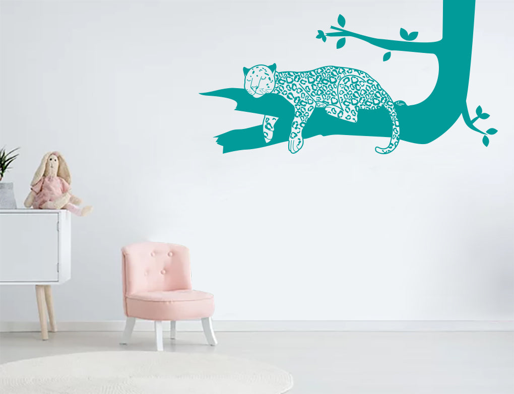Sleeping Tiger On A Branch Sticker Decal Stencil Silhouette ST330