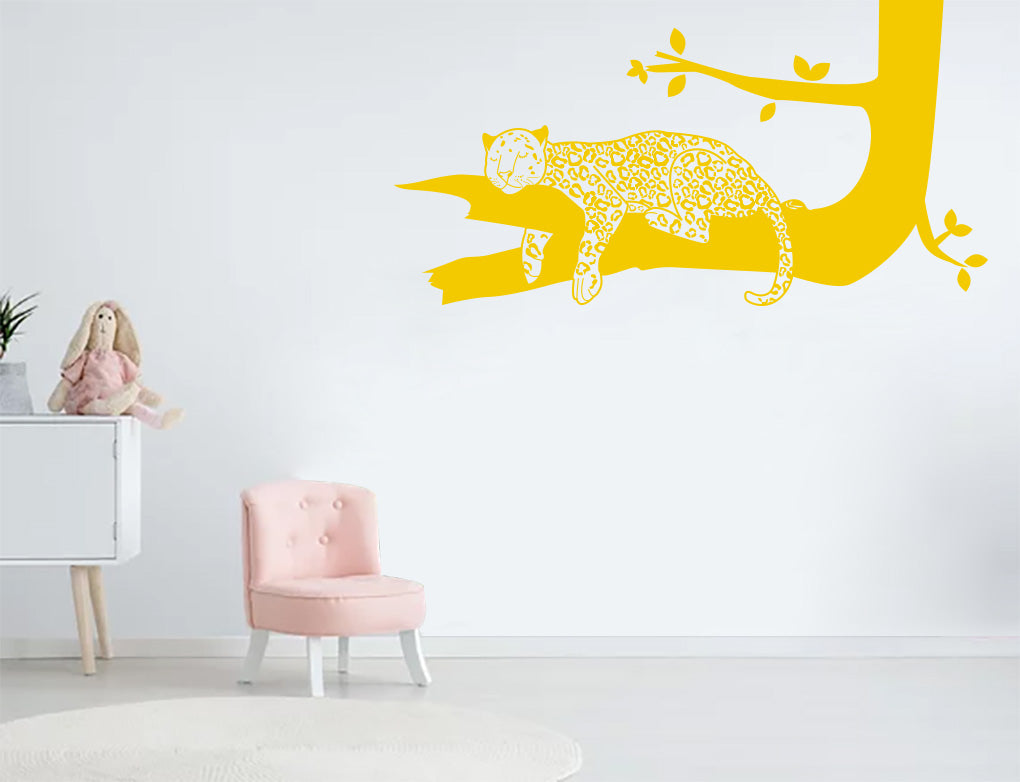 Sleeping Tiger On A Branch Sticker Decal Stencil Silhouette ST330