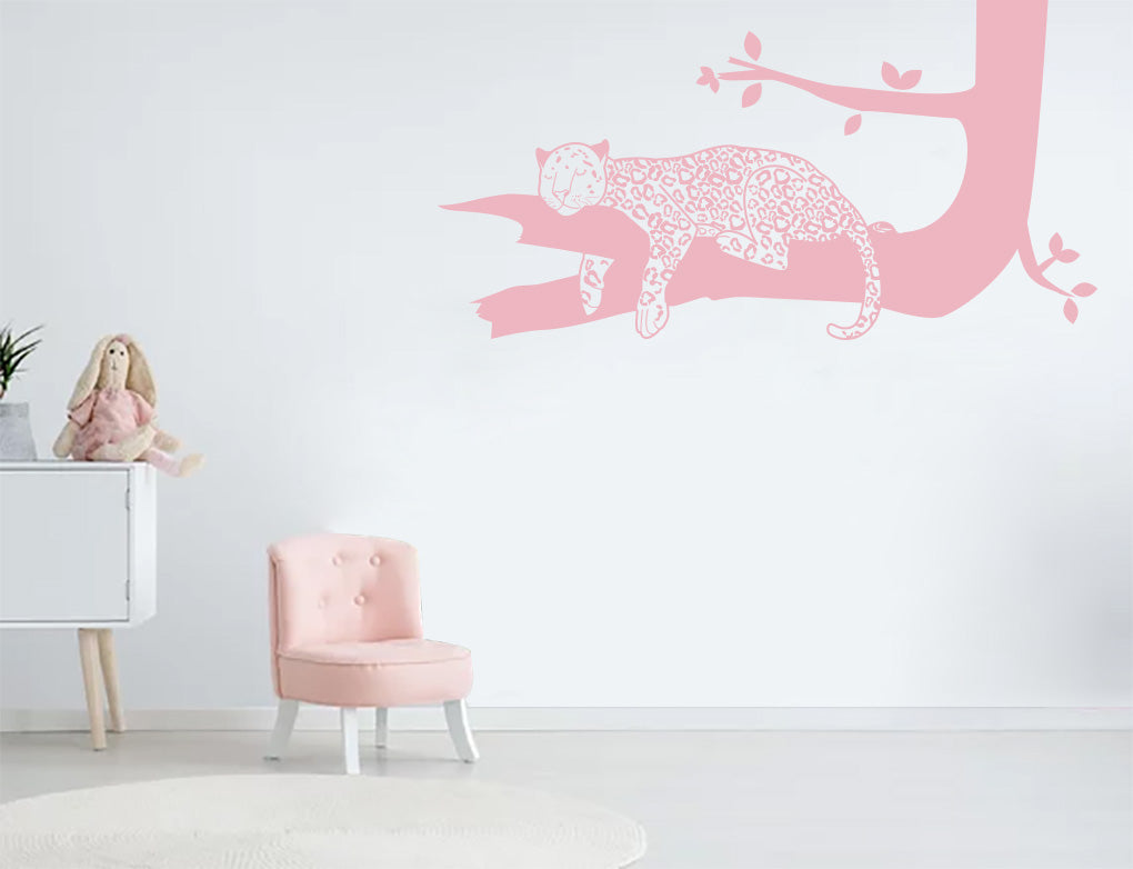 Sleeping Tiger On A Branch Sticker Decal Stencil Silhouette ST330