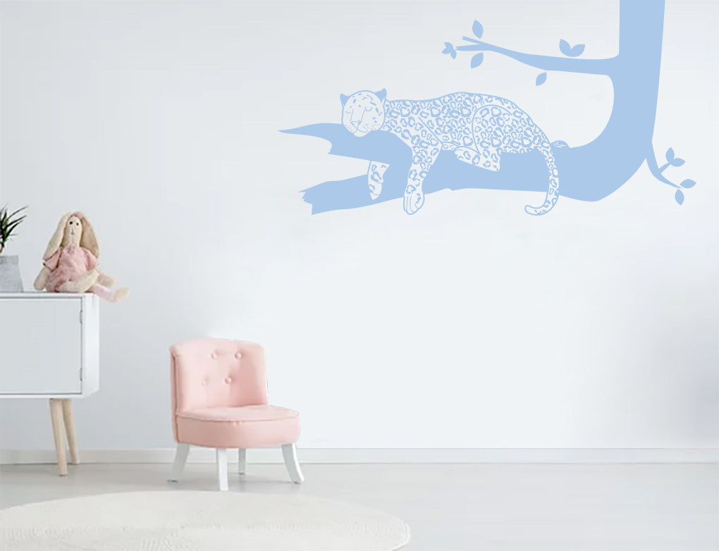 Sleeping Tiger On A Branch Sticker Decal Stencil Silhouette ST330