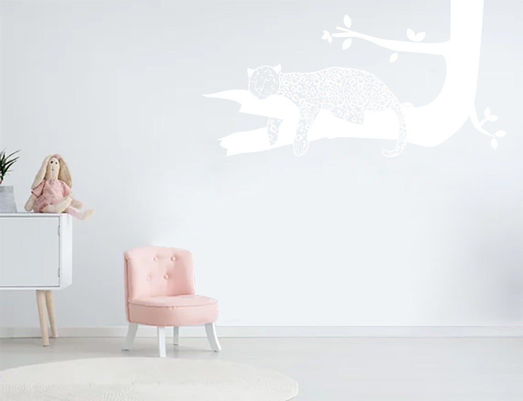 Sleeping Tiger On A Branch Sticker Decal Stencil Silhouette ST330