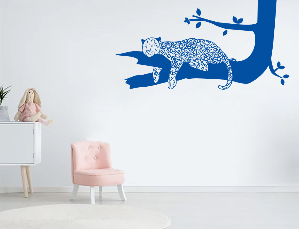 Sleeping Tiger On A Branch Sticker Decal Stencil Silhouette ST330