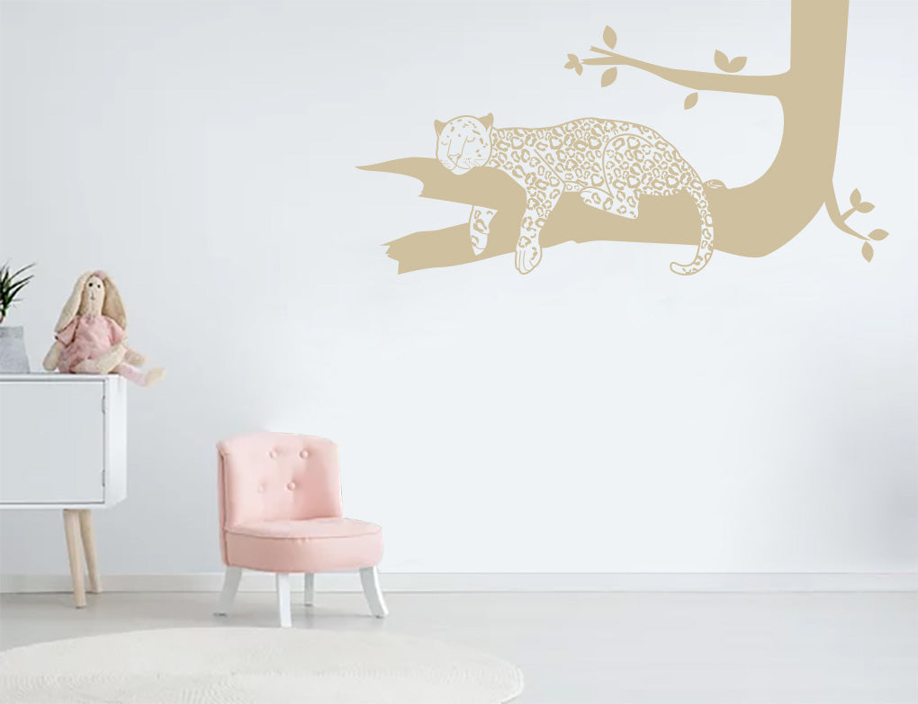 Sleeping Tiger On A Branch Sticker Decal Stencil Silhouette ST330