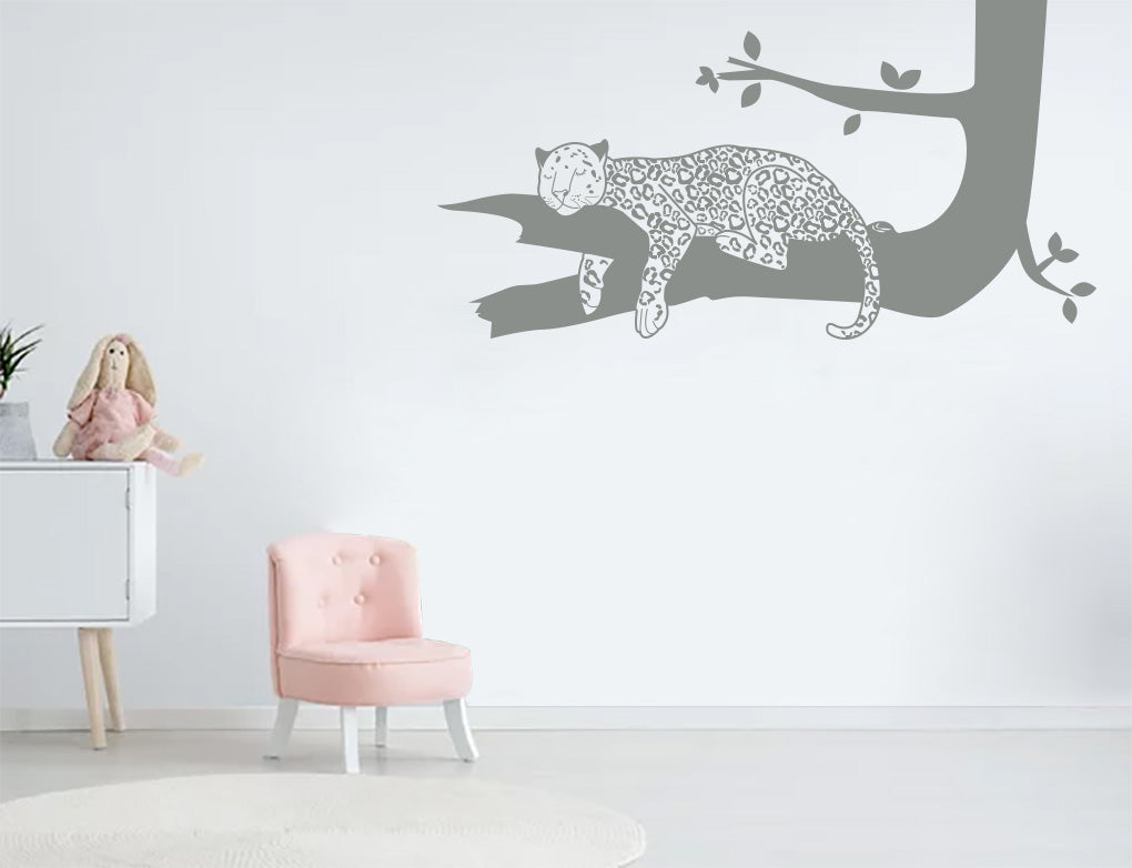 Sleeping Tiger On A Branch Sticker Decal Stencil Silhouette ST330