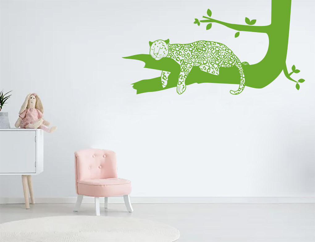Sleeping Tiger On A Branch Sticker Decal Stencil Silhouette ST330