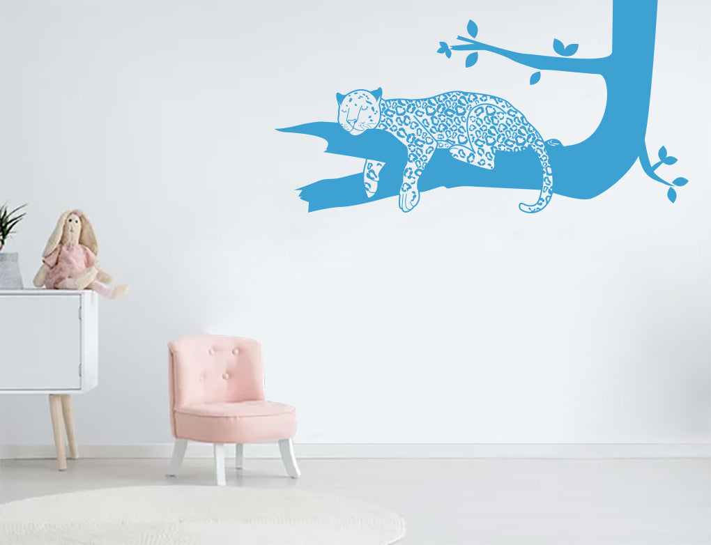 Sleeping Tiger On A Branch Sticker Decal Stencil Silhouette ST330