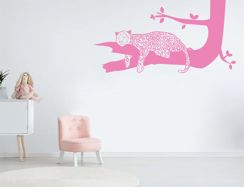 Sleeping Tiger On A Branch Sticker Decal Stencil Silhouette ST330