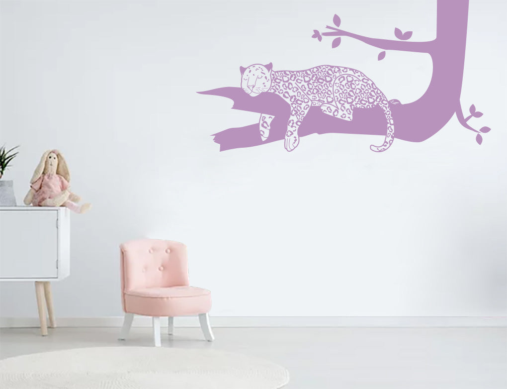 Sleeping Tiger On A Branch Sticker Decal Stencil Silhouette ST330