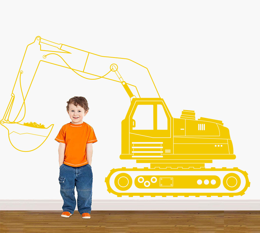 EXCAVATOR Tractor Wall Sticker Decal Stencil Silhouette ST332