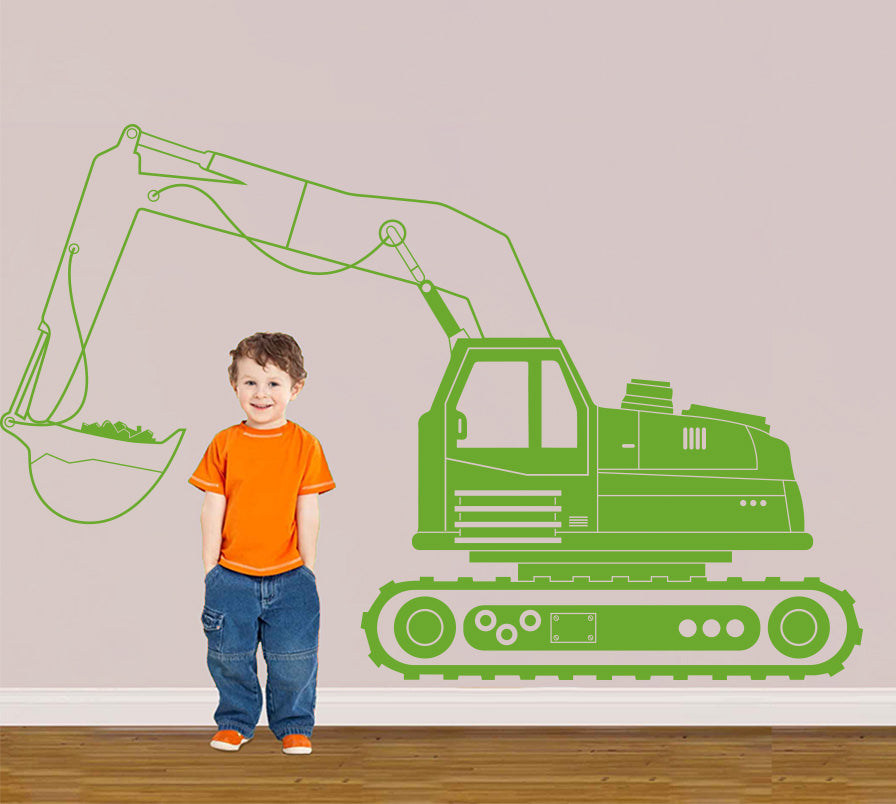 EXCAVATOR Tractor Wall Sticker Decal Stencil Silhouette ST332