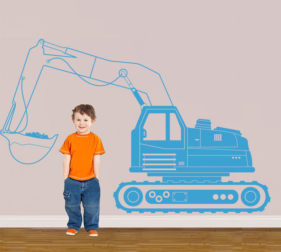 EXCAVATOR Tractor Wall Sticker Decal Stencil Silhouette ST332