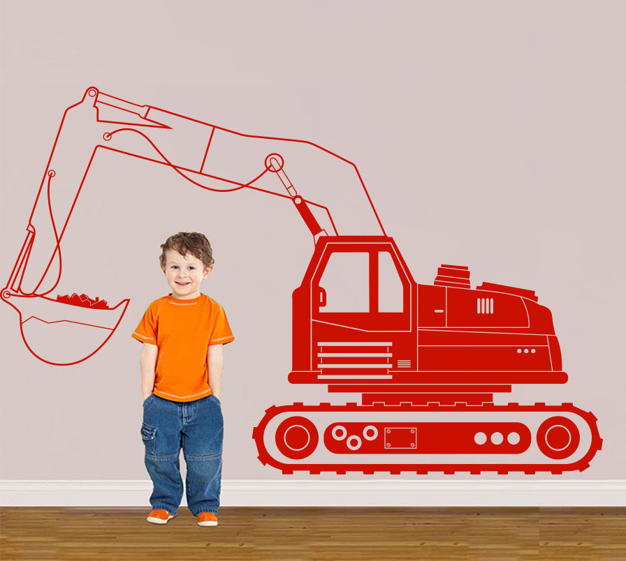 EXCAVATOR Tractor Wall Sticker Decal Stencil Silhouette ST332