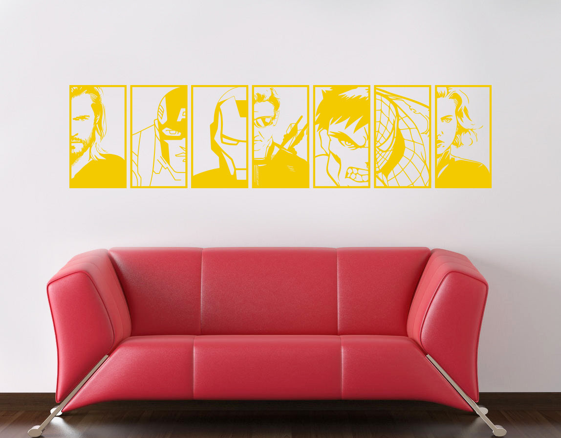 Super Heros PORTRAITS Wall Sticker Decal Stencil Silhouette ST337
