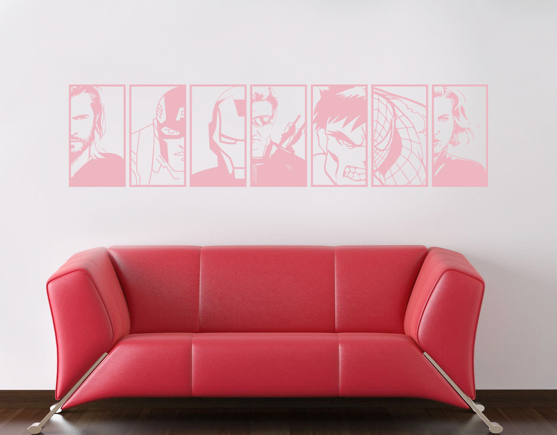 Super Heros PORTRAITS Wall Sticker Decal Stencil Silhouette ST337