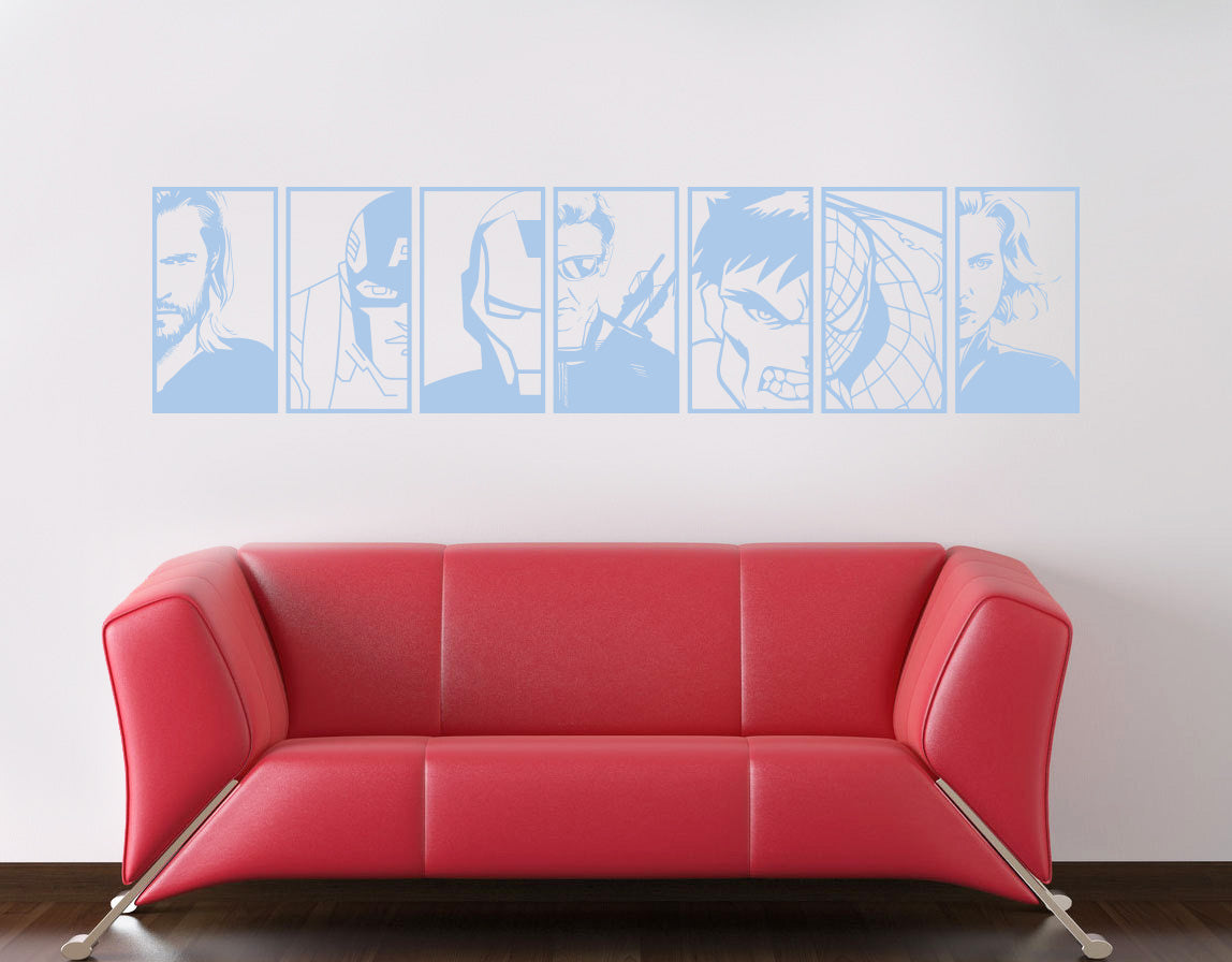 Super Heros PORTRAITS Wall Sticker Decal Stencil Silhouette ST337