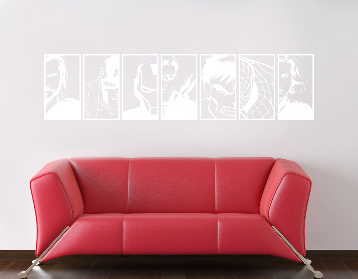 Super Heros PORTRAITS Wall Sticker Decal Stencil Silhouette ST337