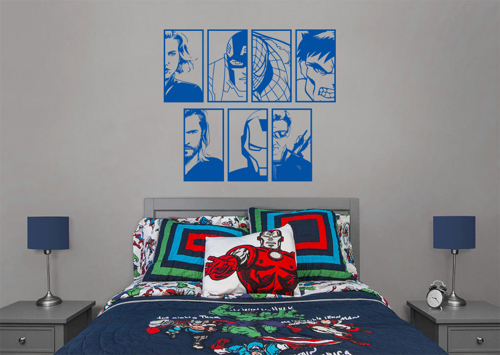 Super Heros PORTRAITS Wall Sticker Decal Stencil Silhouette ST337