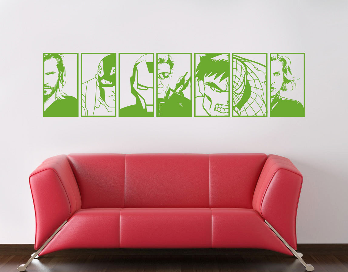 Super Heros PORTRAITS Wall Sticker Decal Stencil Silhouette ST337