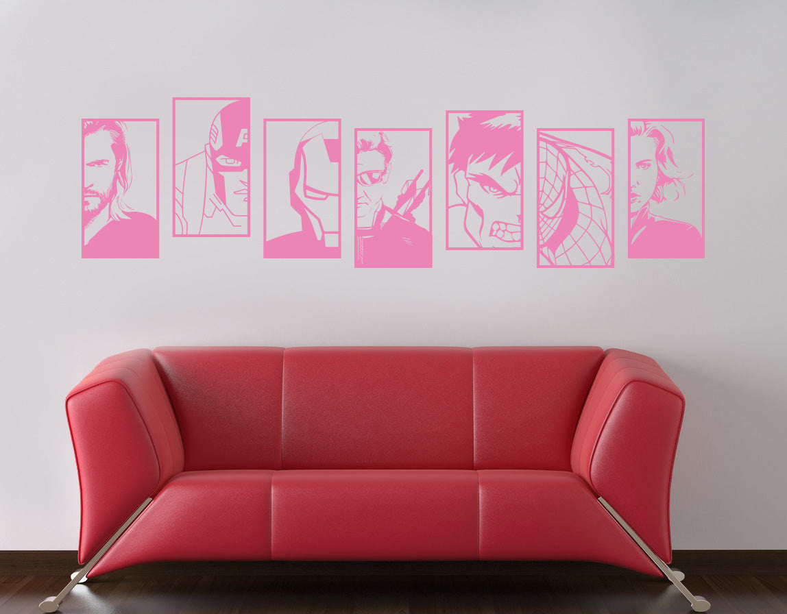 Super Heros PORTRAITS Wall Sticker Decal Stencil Silhouette ST337