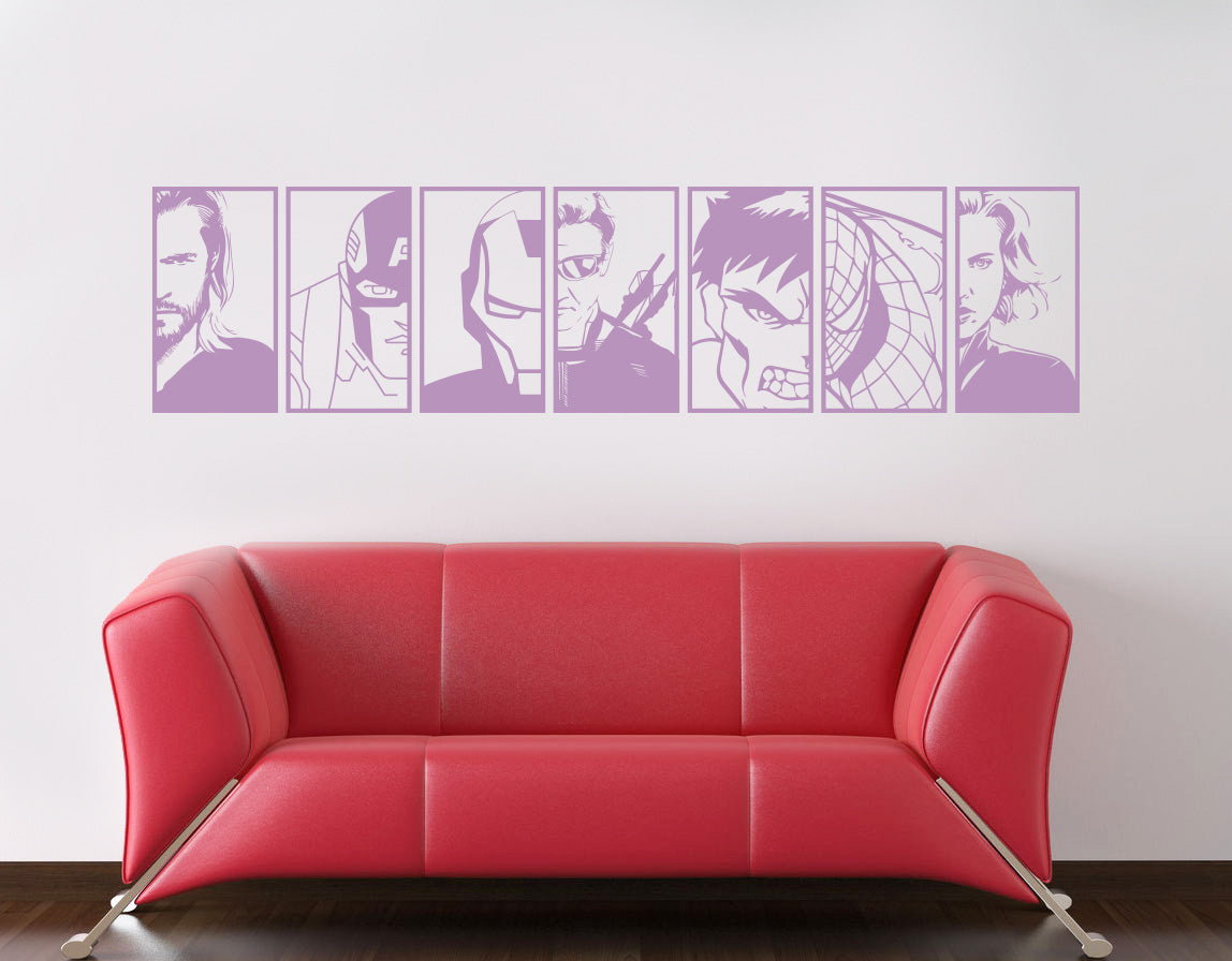 Super Heros PORTRAITS Wall Sticker Decal Stencil Silhouette ST337