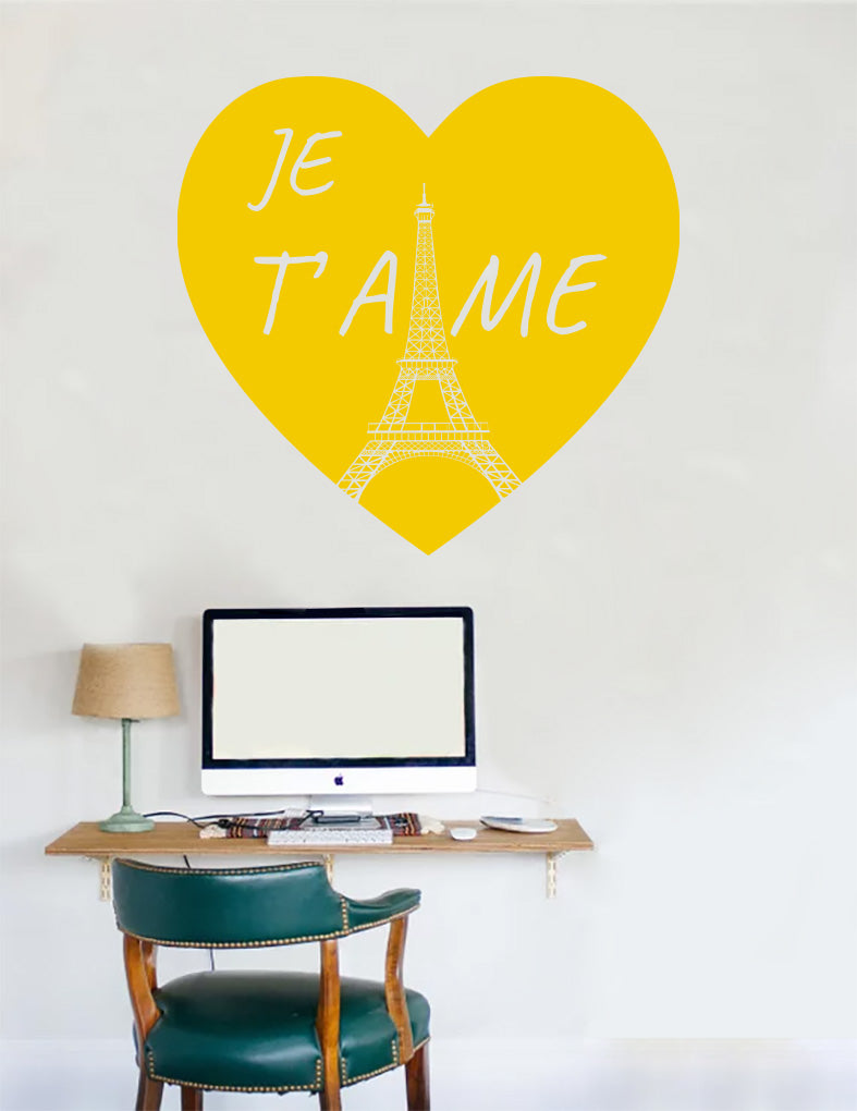 PARIS JE T'AIME Wall Sticker Decal Stencil Silhouette ST339