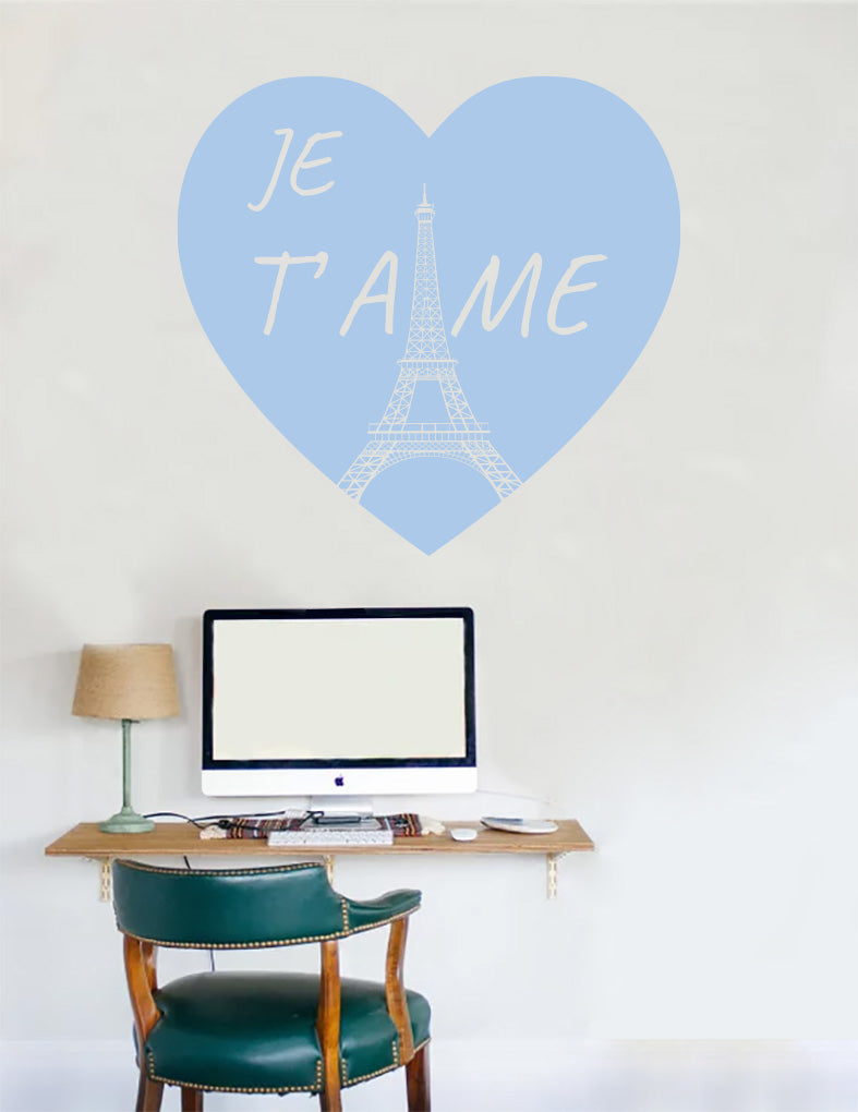 PARIS JE T'AIME Wall Sticker Decal Stencil Silhouette ST339