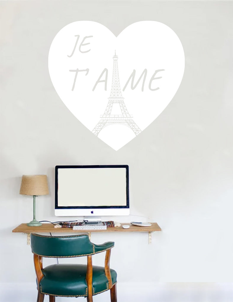 PARIS JE T'AIME Wall Sticker Decal Stencil Silhouette ST339