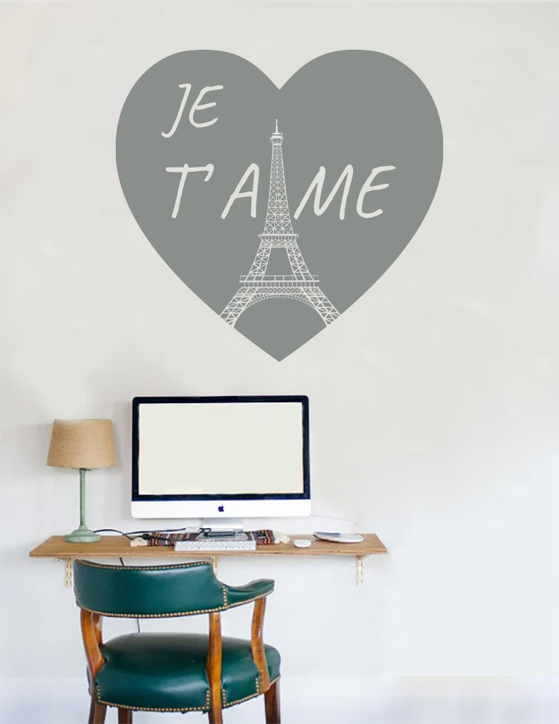 PARIS JE T'AIME Wall Sticker Decal Stencil Silhouette ST339