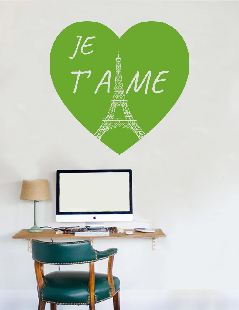PARIS JE T'AIME Wall Sticker Decal Stencil Silhouette ST339