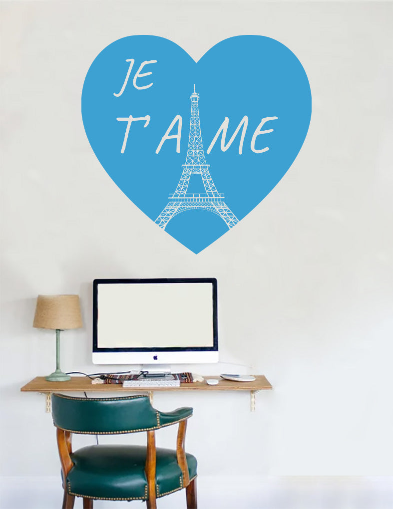 PARIS JE T'AIME Wall Sticker Decal Stencil Silhouette ST339
