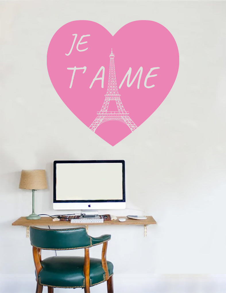 PARIS JE T'AIME Wall Sticker Decal Stencil Silhouette ST339