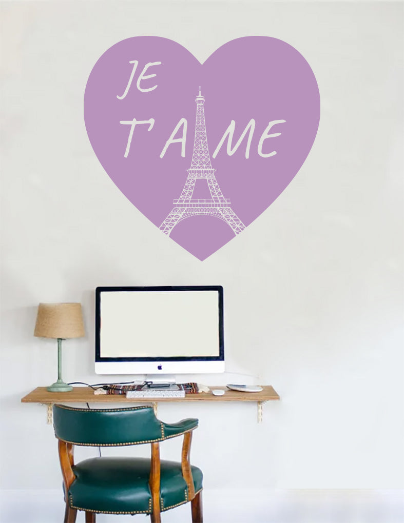 PARIS JE T'AIME Wall Sticker Decal Stencil Silhouette ST339