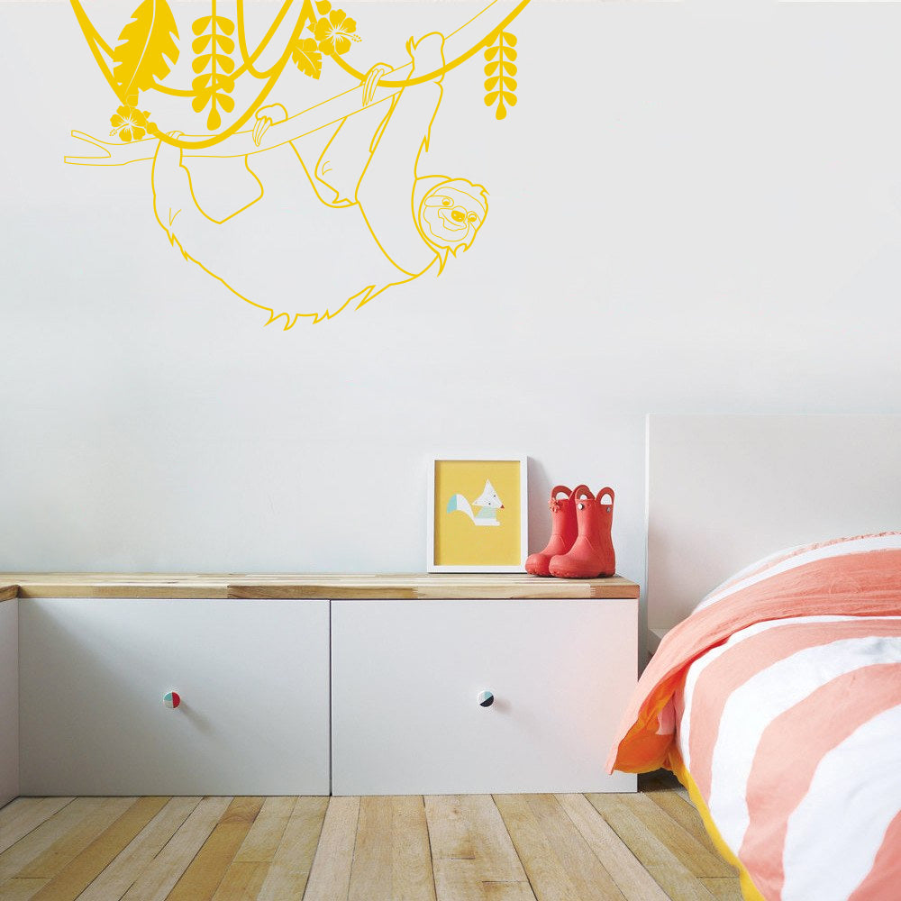 SLOTH Tree Branch Jungle Wall Sticker Decal Stencil Silhouette ST340